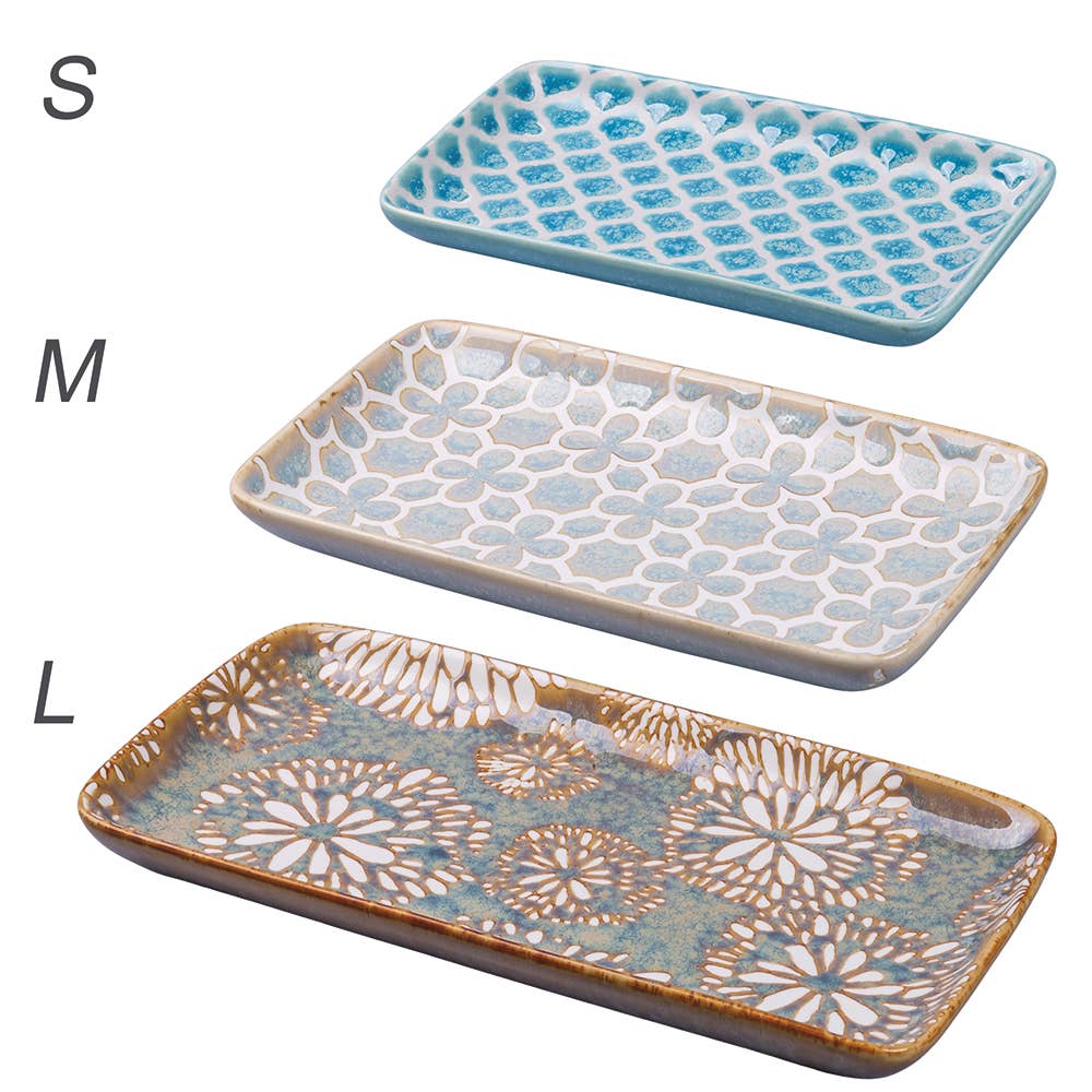 ENSEMBLE RÉACTIF 3 PLATEAUX RECTANGULAIRES BEIGE/GRIS/BLEU