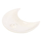 Porte-encens en céramique en forme de croissant de lune blanc