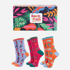 Coffret Cadeau Chaussettes Femme - Orange, Animaux de la Jungle: ROYAUME-UNI 3-7 | UE 36-40 | ÉTATS-UNIS 5-9