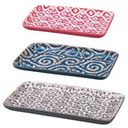 ENSEMBLE RÉACTIF 3 PLATEAUX RECTANGULAIRES ROUGE/ BLEU/GRIS