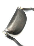 Sac Banane Bi-Matière Noir cuir– Fabrication Italienne: Kaki