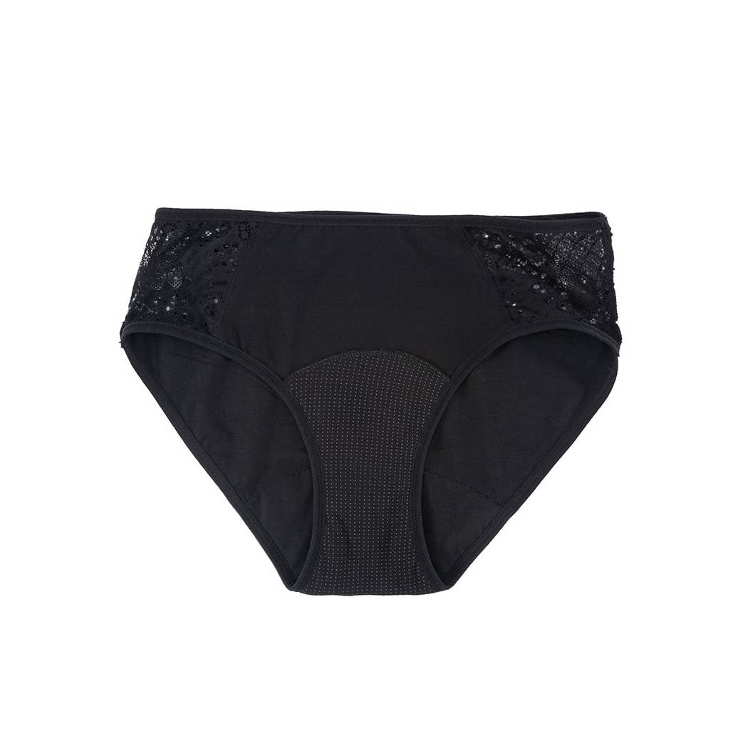 culotte taille moyenne en coton: Noir / L