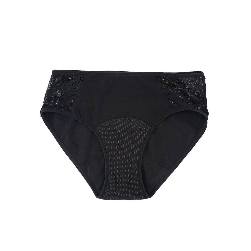 culotte taille moyenne en coton: Noir / M