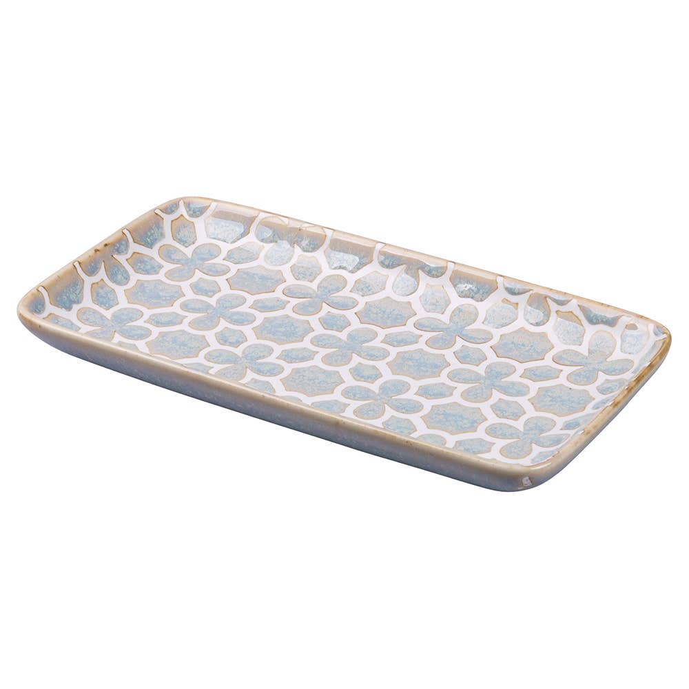 ENSEMBLE RÉACTIF 3 PLATEAUX RECTANGULAIRES BEIGE/GRIS/BLEU