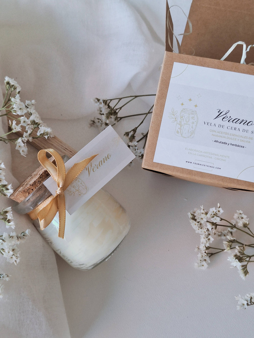 Bougie de soja en pot en verre orange douce et sauge: Français / Avec boîte