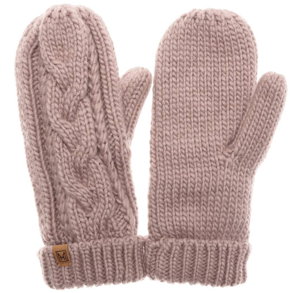 Gants d'hiver Mitaines en tricot torsadé avec doublure polaire: ROUGIR / Taille unique