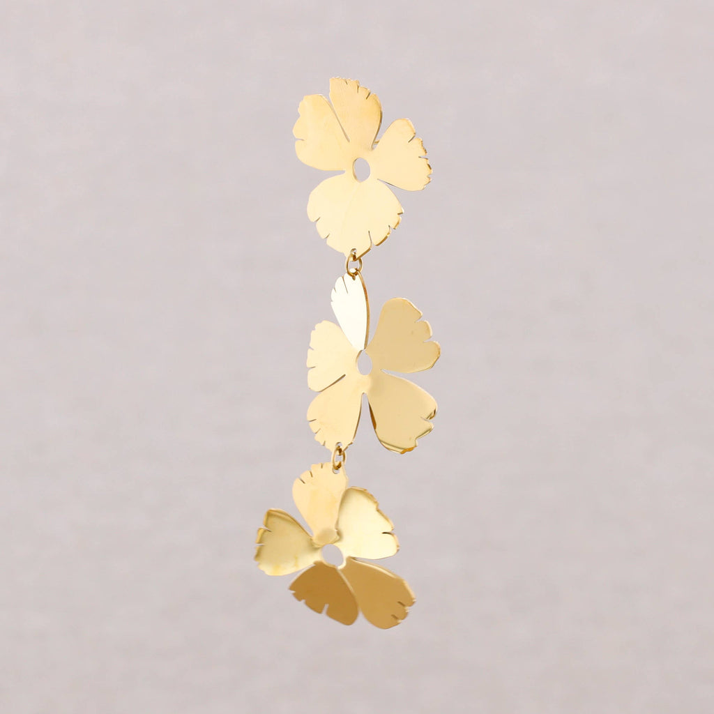 Boucles d'oreilles en acier pendentif fleurs: Or