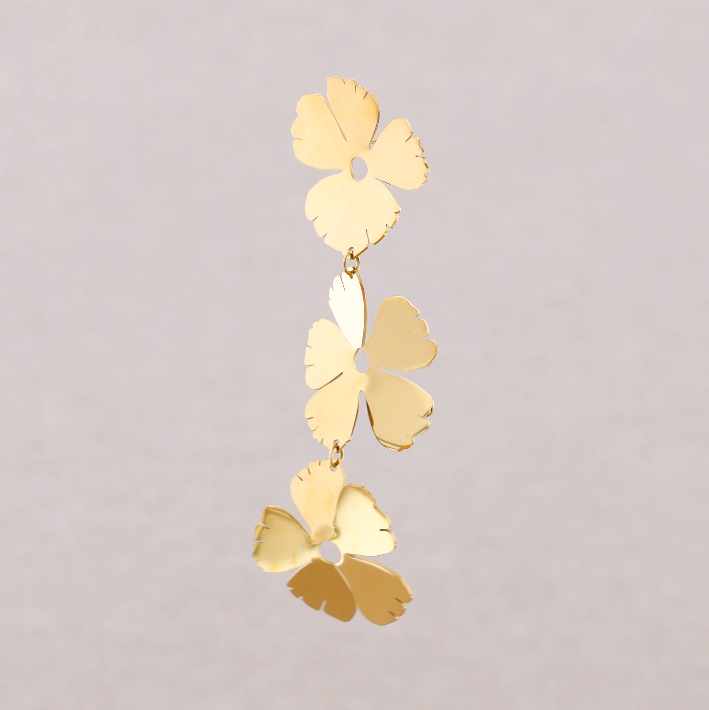 Boucles d'oreilles en acier pendentif fleurs: Or