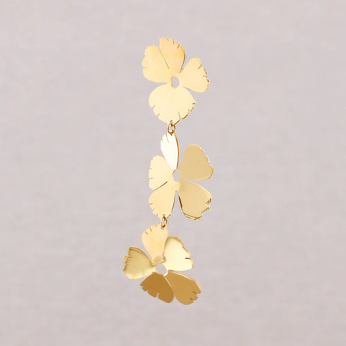Boucles d'oreilles en acier pendentif fleurs: Or
