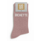 Chaussettes à Paillettes à Message "Bichette" Rose Gold