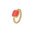 Bagues de mode réglables en plaqué or fait main en jade rouge