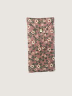 Trousse  lunette / stylo en 100 % coton : Fleur rouge marine