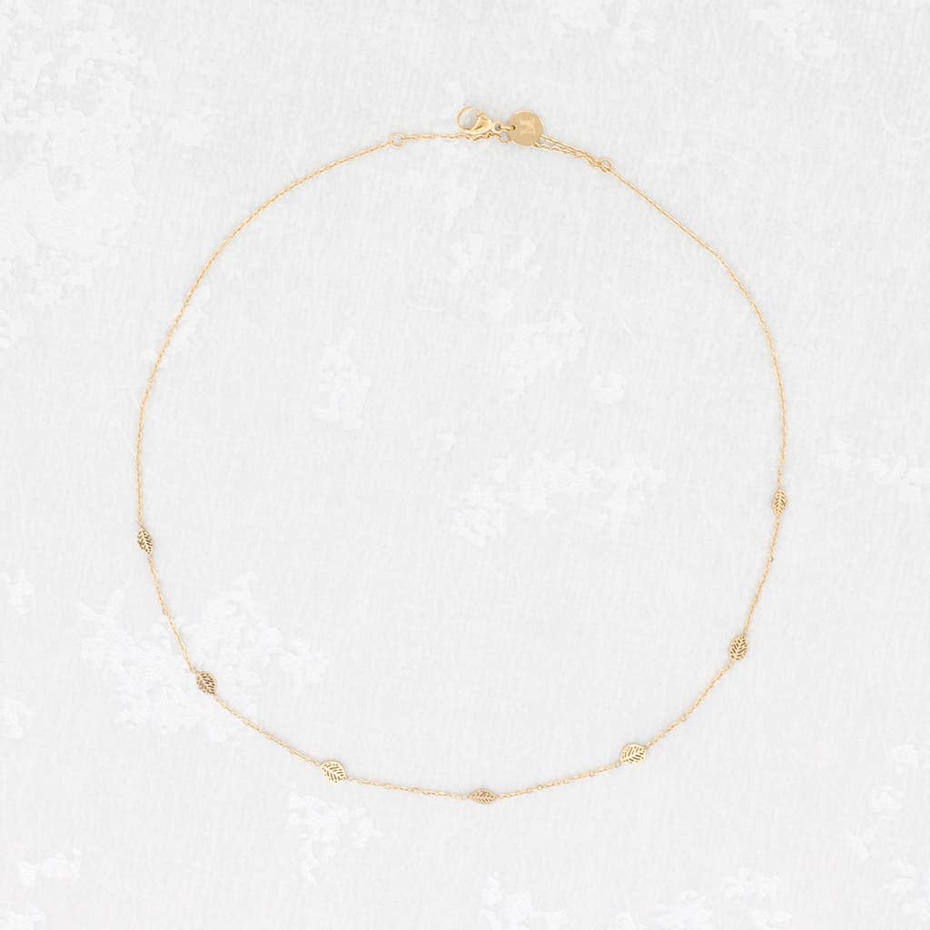 Collier Feuilles Acier: Or