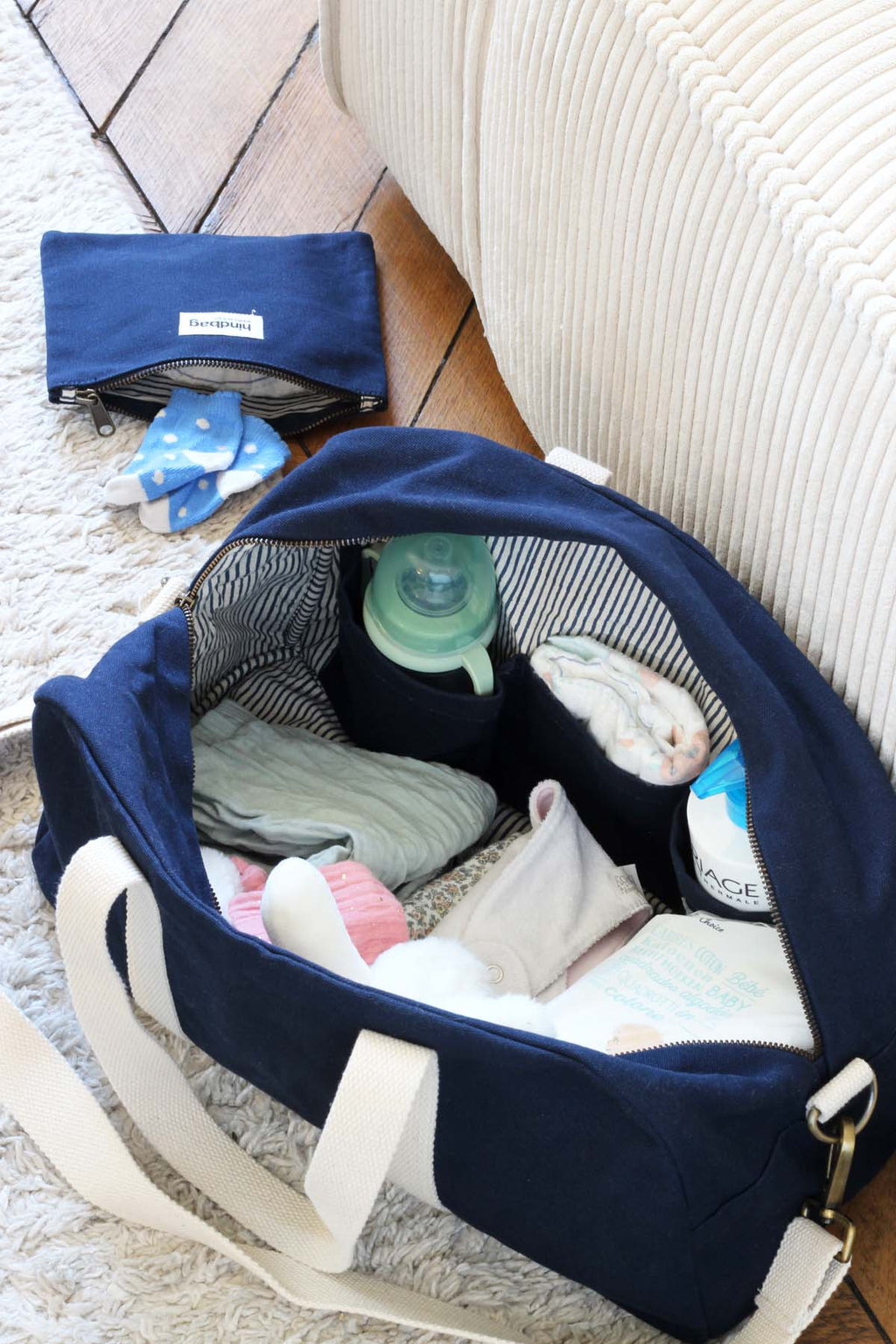 Sac à langer - Charlie et sa pochette Lou: Bleu électrique