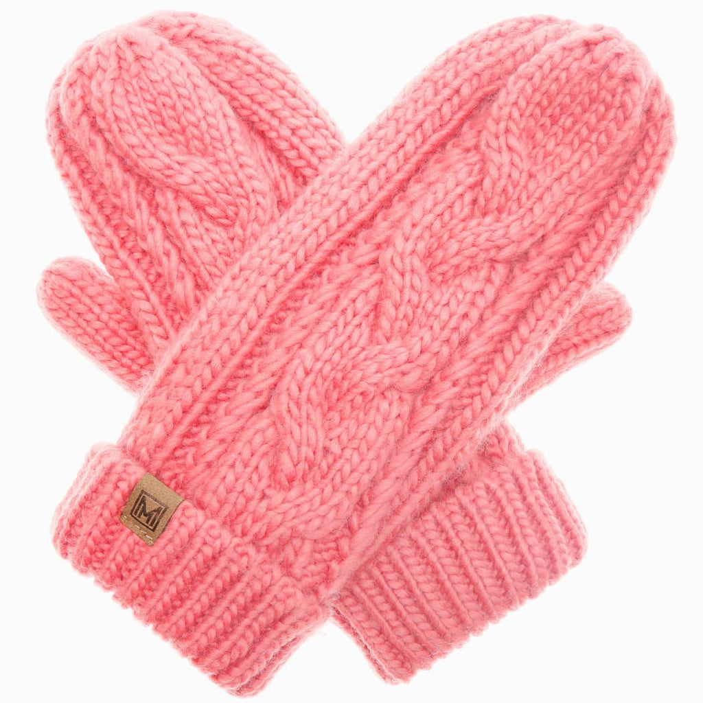 Gants d'hiver Mitaines en tricot torsadé avec doublure polaire: IVOIRE / Taille unique