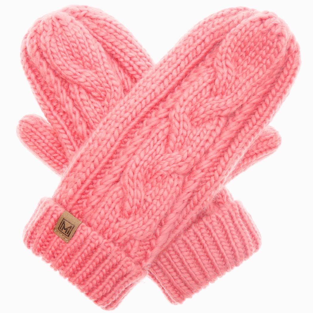 Gants d'hiver Mitaines en tricot torsadé avec doublure polaire: ROUGIR / Taille unique