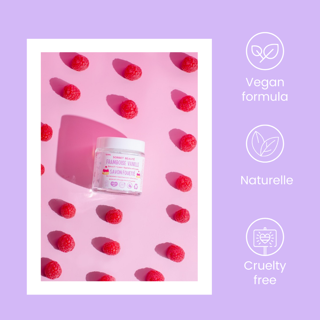 Savon Fouetté / Whipped Body soap 50ml: Framboise vanille
