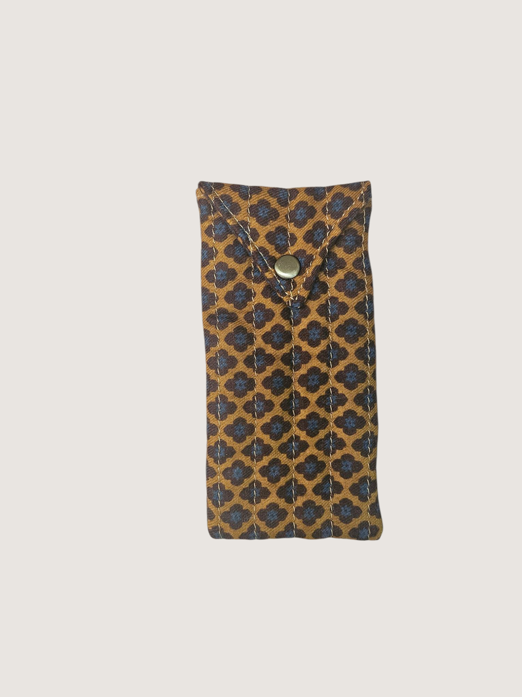 Trousse  lunette / stylo en 100 % coton : Fleur rouge turquoise