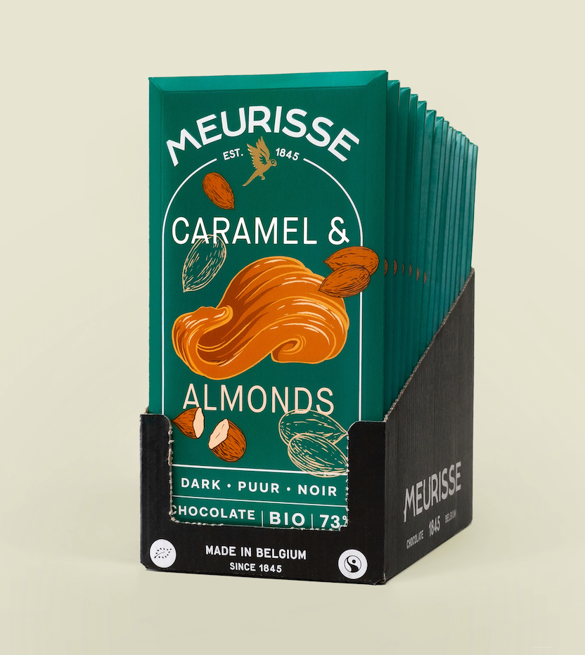 Chocolat noir biologique aux amandes caramélisées (100g)