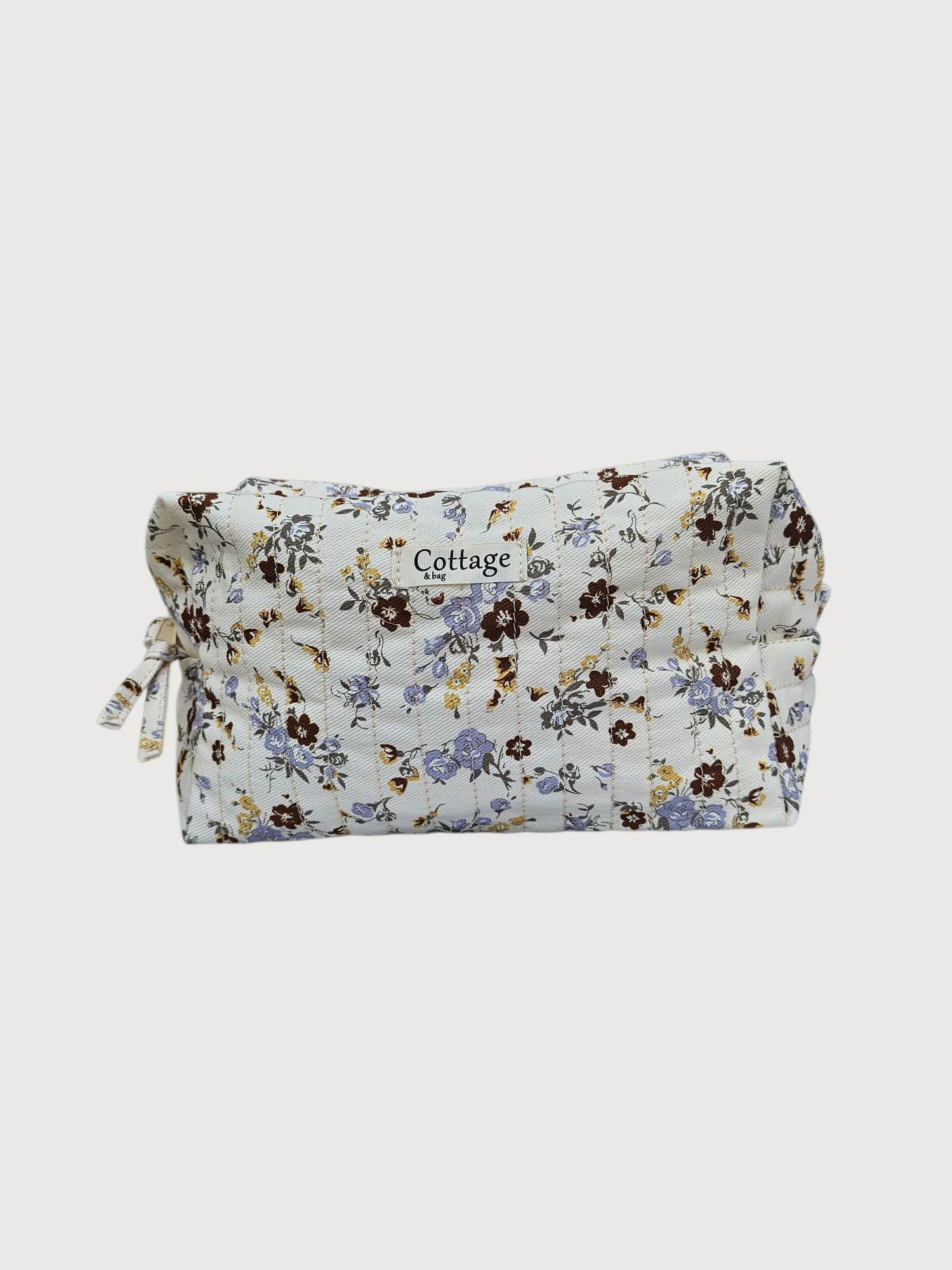 Trousse maquillage cube 100 % coton  : Champetre bleu