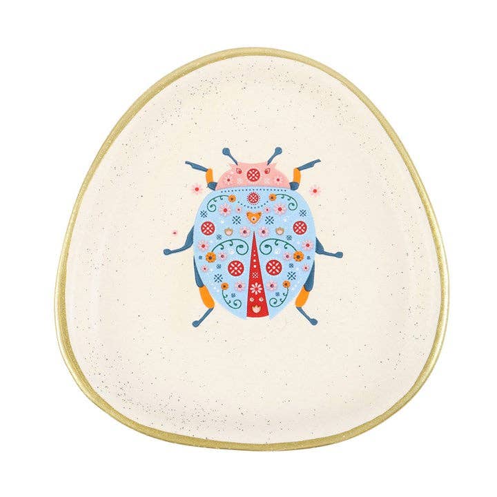 Plat à Bibelots Coccinelle Florale
