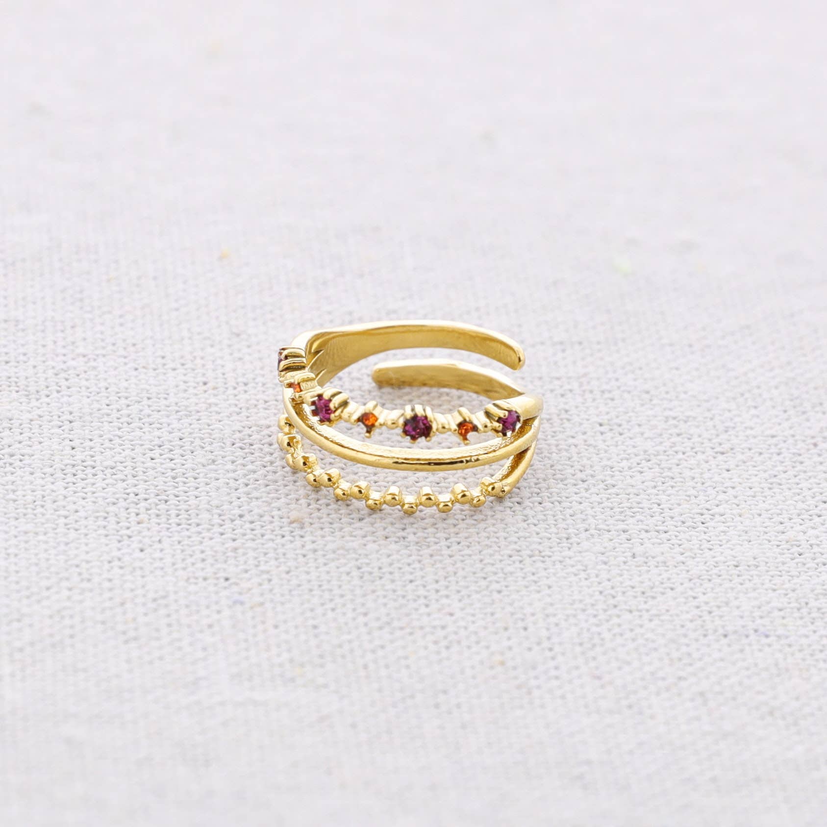 Bague Acier Plusieurs Bandes Perles: Combiné 1