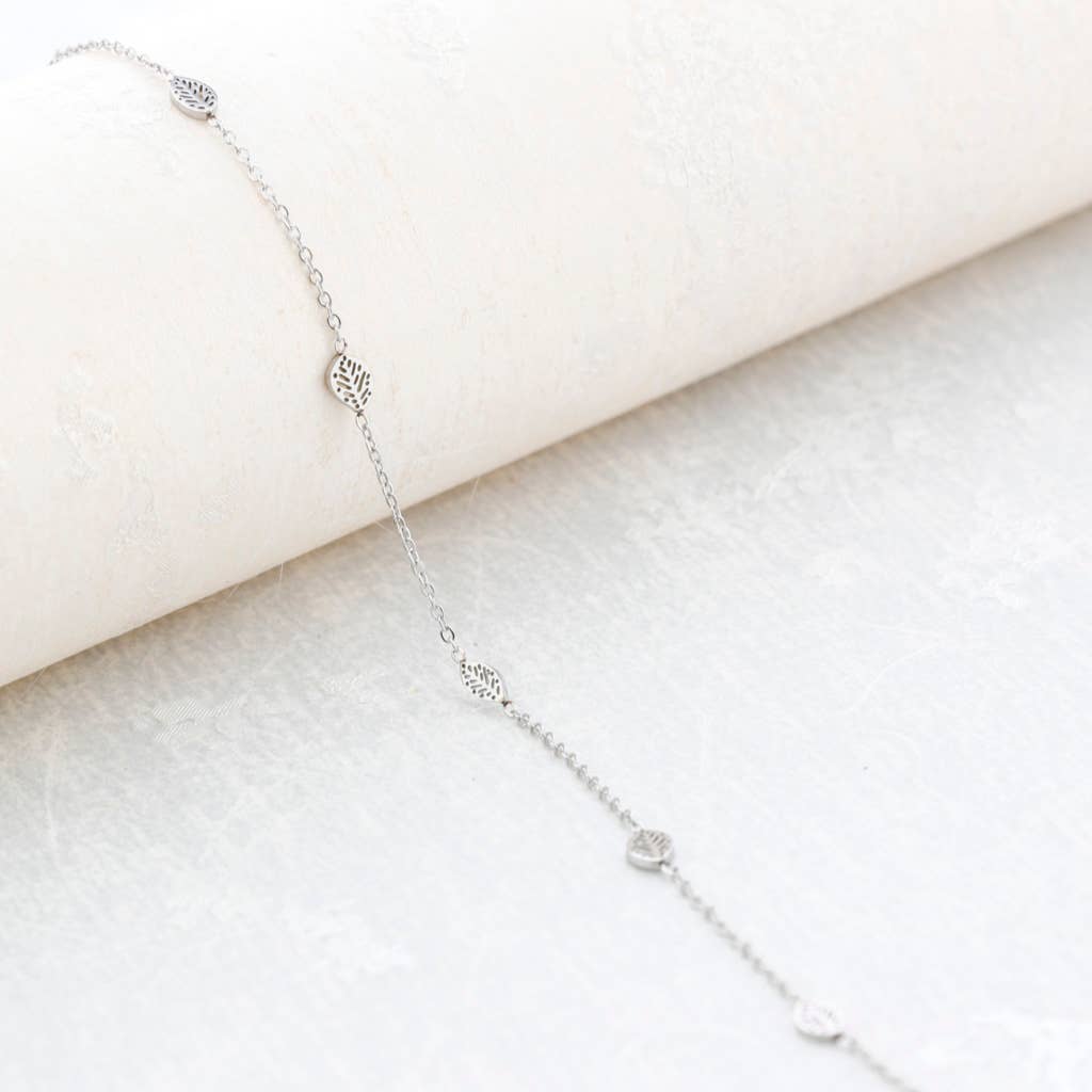 Collier Feuilles Acier: Or