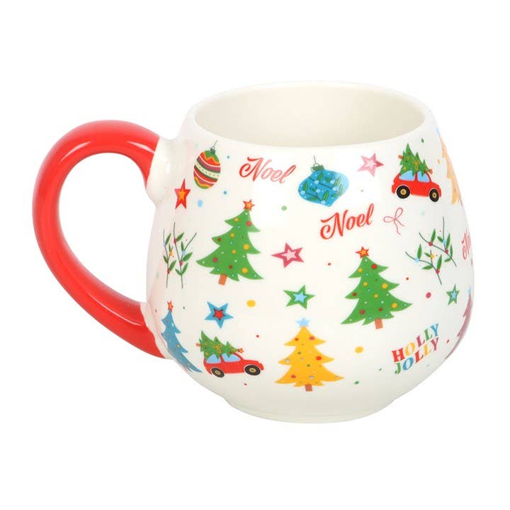 Ensemble de 1 tasse et 1 paire de chaussettes imprimées de Noël nostalgique