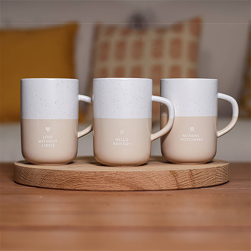 Mug à message 'no rains no flowers' 580ml en grès bicolore