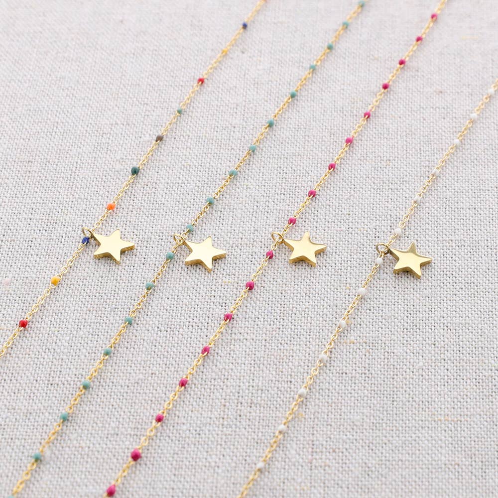 Collier en acier émaillé avec pendentif étoile: Beige