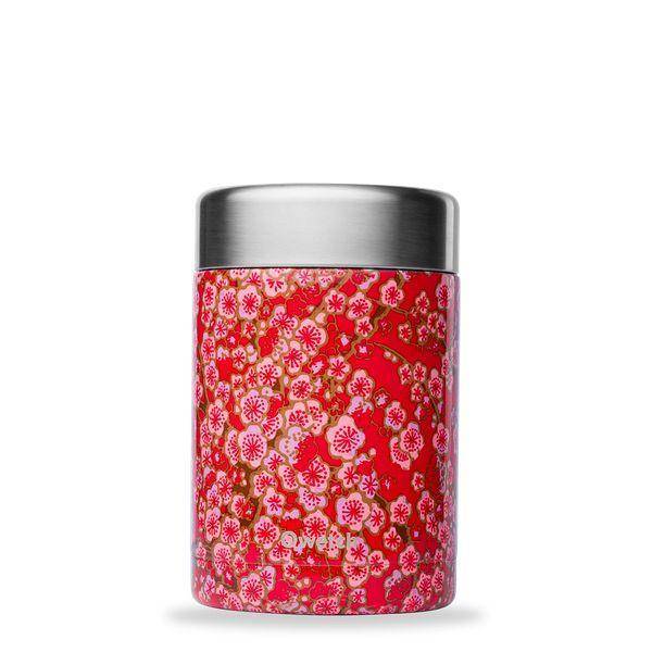Boîte repas isotherme inox - flowers - rouge - 600ml