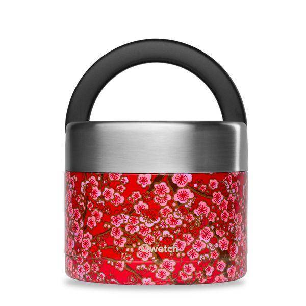 Boîte repas isotherme inox avec poignée - flowers - rouge - 850ml
