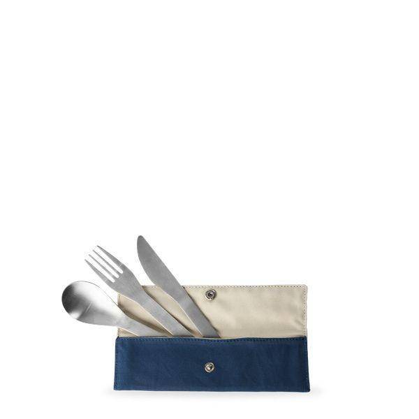 Set de 3 couverts en inox - granite - bleu nuit