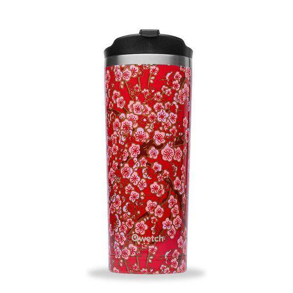 Travel mug inox isotherme - flowers - rouge - 470ml
